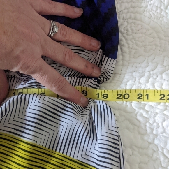 JOAN Vaas Geometric Sleeveless Maxi Dress Navy Yellow M - Picture 14 of 16